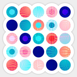 Big polka dots geometrical composition in blue and pink Sticker